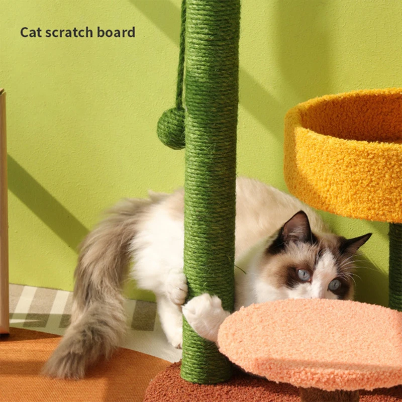 Sisal Cat Tree Cactus Style Cat Tower Kitten Climbing Frame Cute Funny Jumping Platform Sisal Cat Scratching Post Pet Supplies