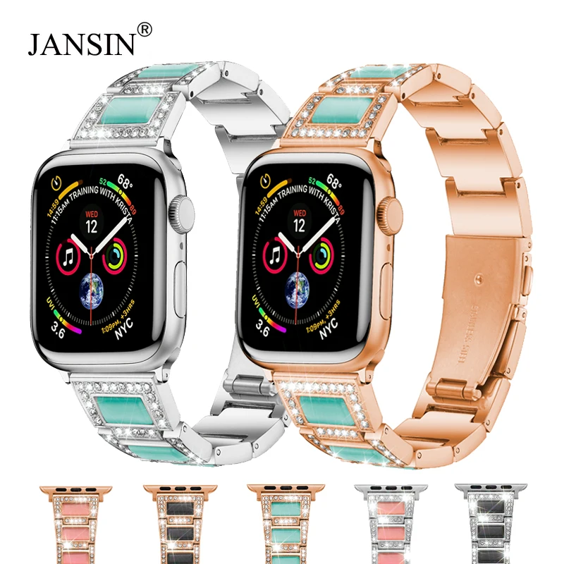 Women Diamond Strap For Apple Watch Series9 7 41mm 45mm band 42mm 38mm 40mm 44mm Stainless Steel Bracelet Series 6 SE 5 4 Correa