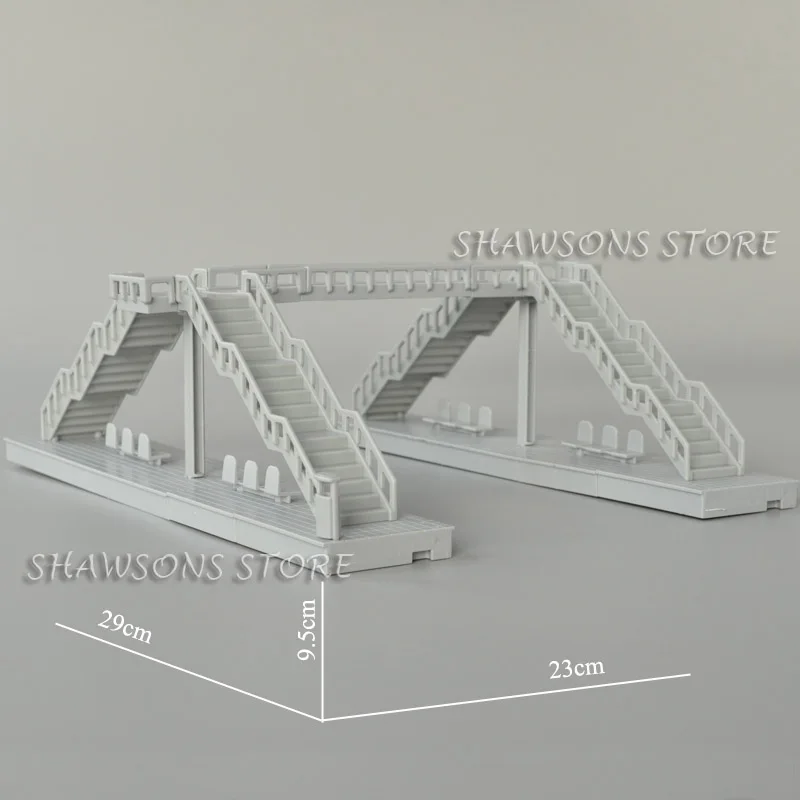 Puente de sobrepaso para peatones, piezas de plástico, pista de riel, estación de tren para modelos de trenes a escala 1/87