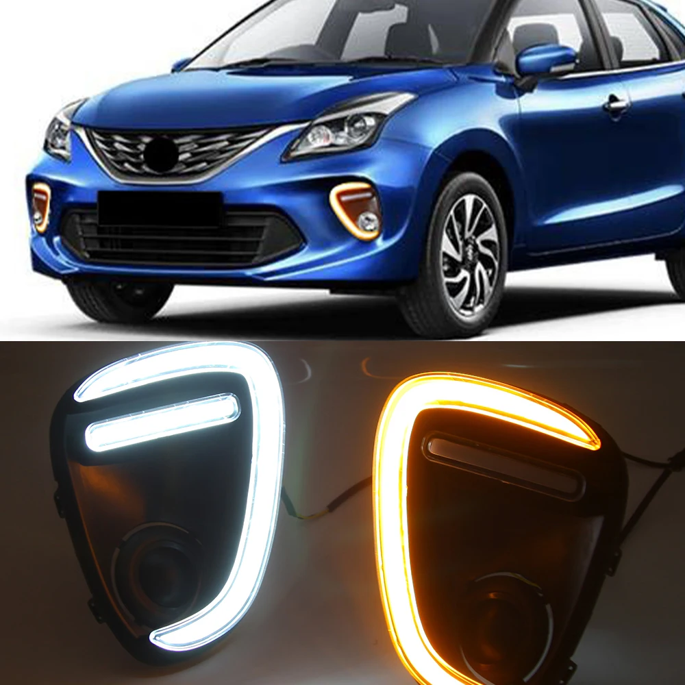 CSCSNL 1Pair Car LED Daytime Running Lights Fog Lamp with yellow turn signal For Suzuki Baleno 2019 2020