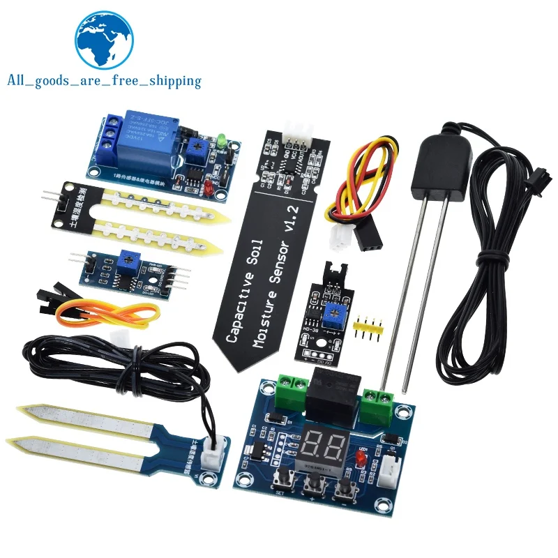 TZT Kapazitiver Bodenfeuchtesensor Modul Bodenfeuchtigkeits-Digitalanzeige Relais-Steuermodul Automatische Bewässerung für Arduino – Detail 2