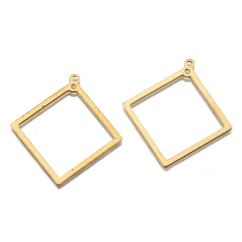 

Raw Brass Hollow Square Link Charms Resin Model Bezel Frame Pendant For Diy Handmade Earrings Necklace Jewelry Making Supplies