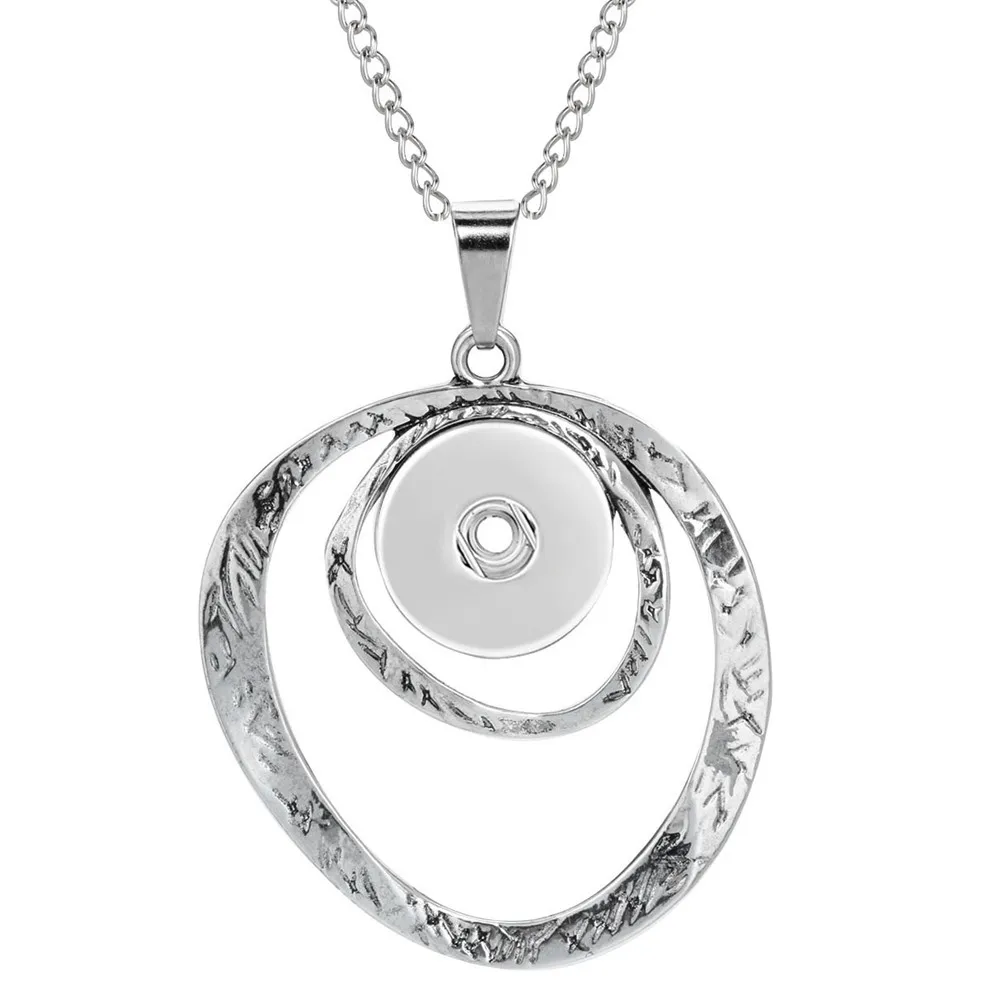 Newest Snap Jewelry Necklaces Metal 18mm Snap Button Necklace for Women Snap Pendant Necklace DIY Accessories