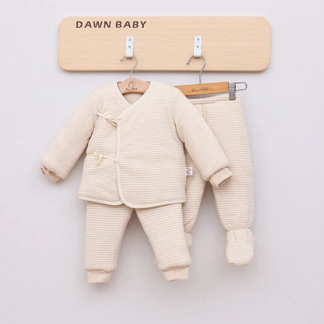 Organic Cotton Winter Thicken Quilted 3pcs Kids Pajamas Clothing Set Newborn Kids T-shirt+pants Suit Clothes Sets Baby Underwear