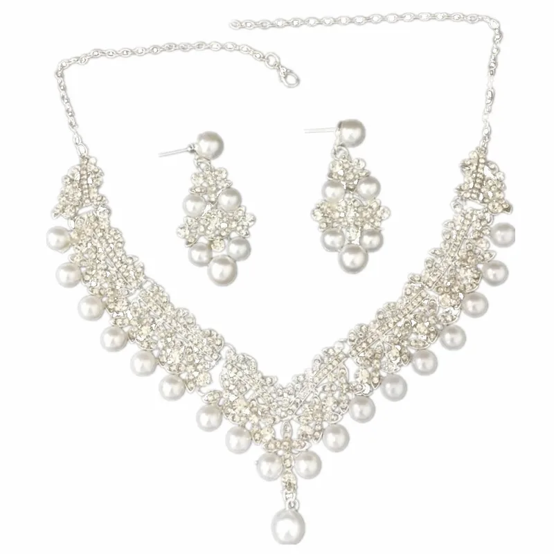 New Bride Wedding Necklace Earrings Two Piece Set Accessories Wedding Hair Accessories Wholesale