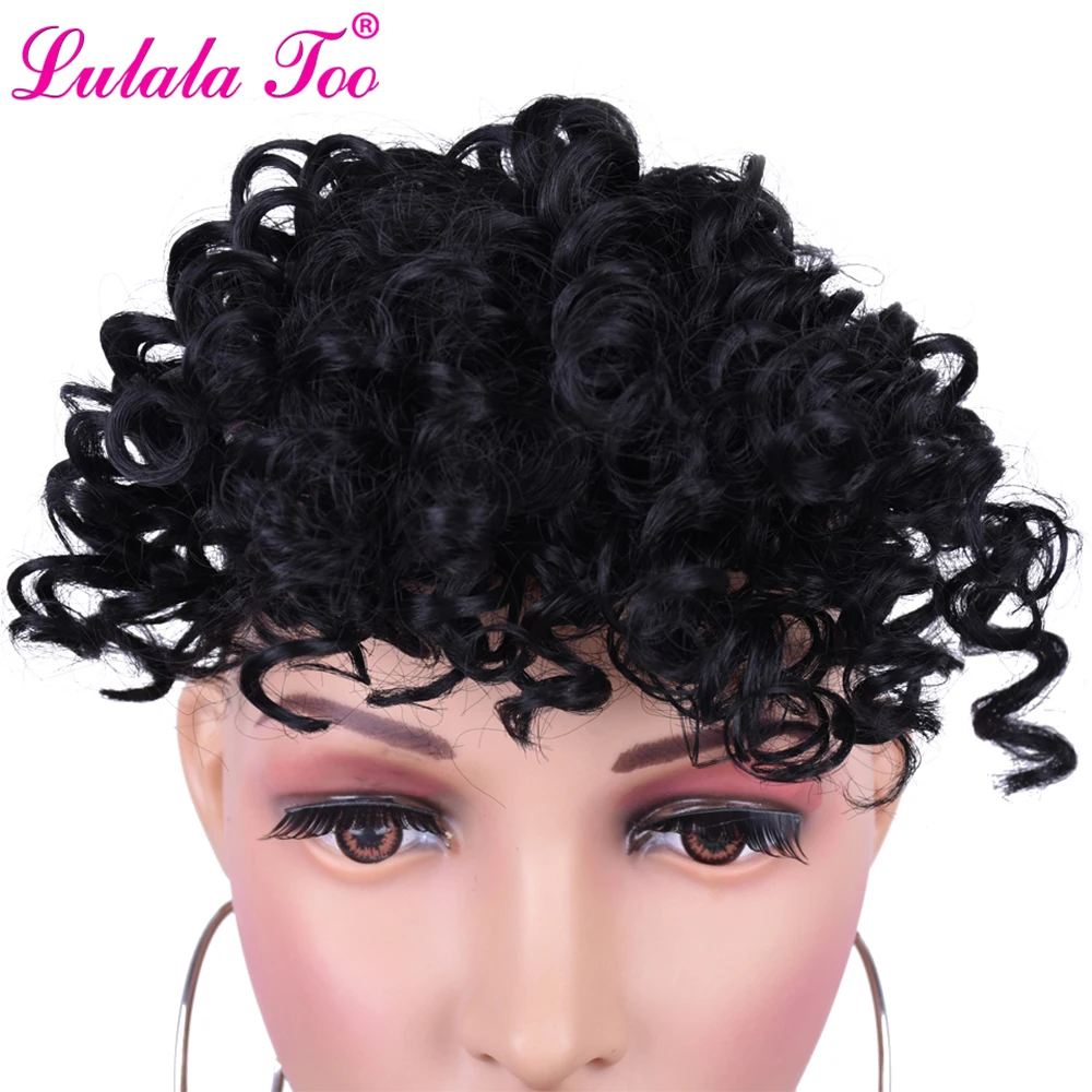 Afro Kinky Curly Bang For Woman Fake Fringe Clips in Bangs Wig Hair Closure Natural Black Synthetic Hair Extension