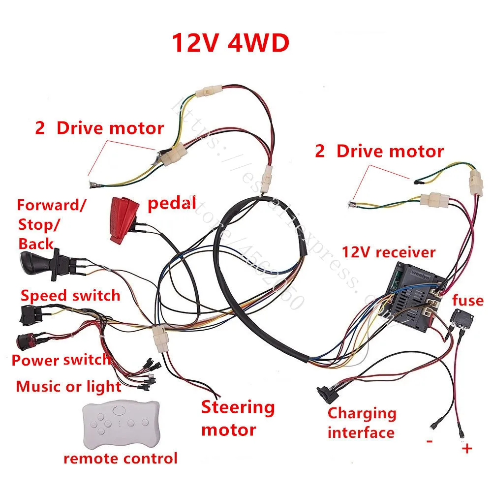 

Детский электромобиль DIY модифицированные провода и комплект переключателей, с 2,4G Bluetooth Rc и 12V контроллером для Детская электрическая машина