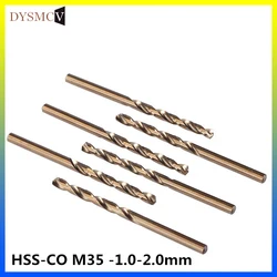 10PC 1.0, 1.1, 1.2, 1.3, 1.4, 1.5, 1.5, 1.6, 1.7, 1.8, 1.9 2mm HSS-CO M35 stal prosty uchwyt wiertła spiralne do stali nierdzewnej s