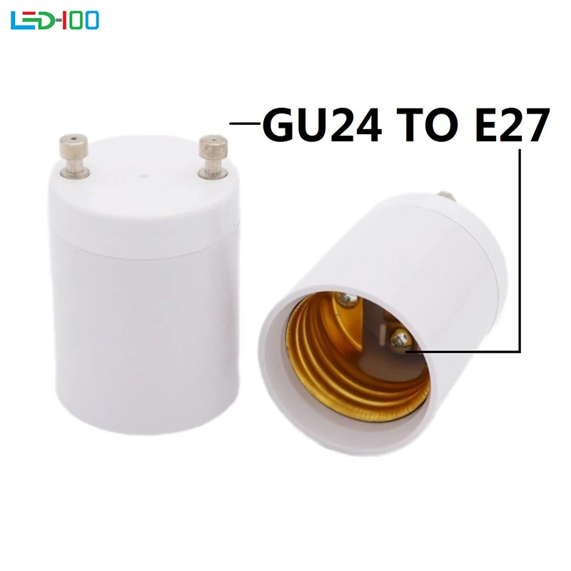 

NEW High Quality Material Fireproof GU24 to E27 White LED Light Lamp Bulb Adapter Holder Socket GU24 Male to E27 Bulbs Adapter