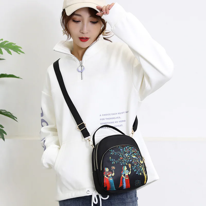 Yogodlns Trendy Neue Nylon Rucksack Für frauen Multifunktions Schulter Umhängetasche Druck Wasserdichte Rucksack Reise Dame Pack – Detail 9
