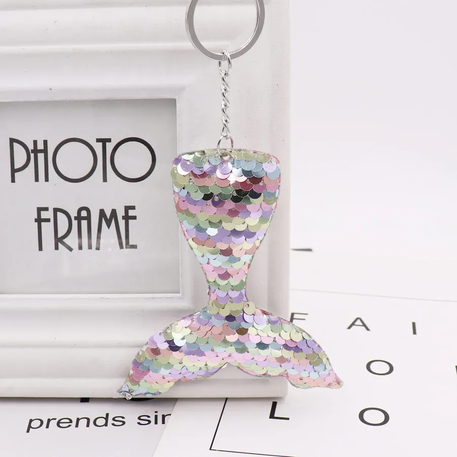 Mermaid Tail Keychain Sequins Keyring Decorative Pendants for Women Bags Car Key Phone Accessories Wedding Party Mom Gifts