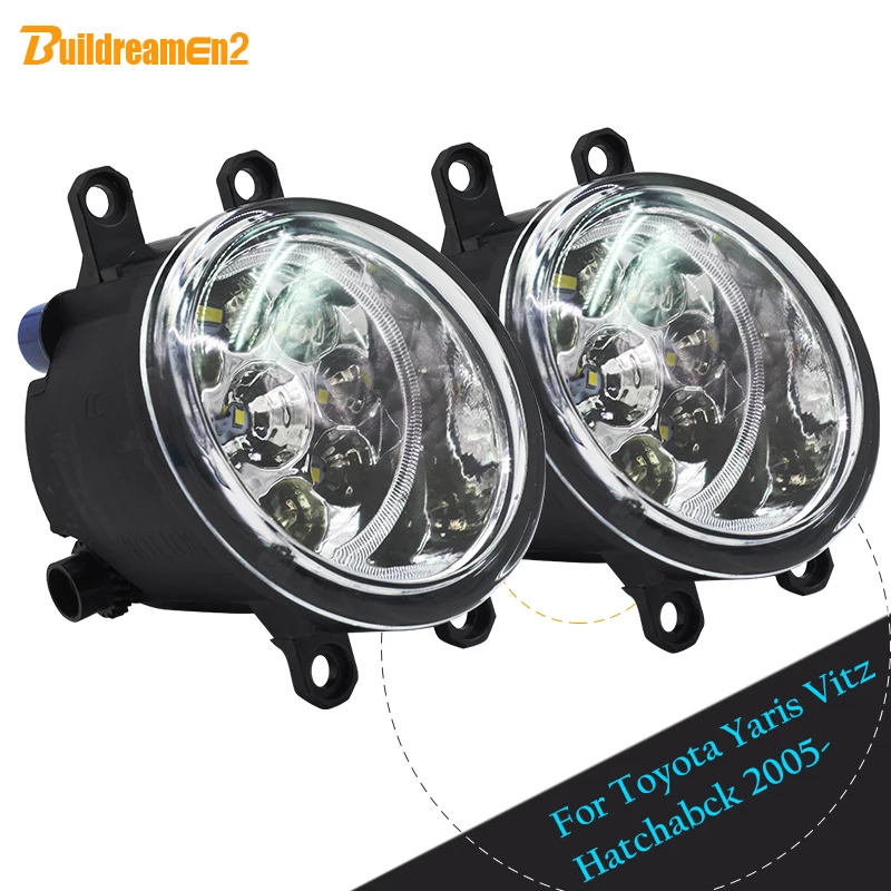 Buildreamen2 For Toyota Yaris Vitz Hatchabck 2005- Car Styling Fog Light LED Light Daytime Running Light DRL White Blue Yellow