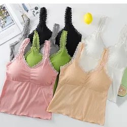 Lace Women Top Tank Tops Women Seamless Underwear Female Sexy Lingerie Cropped Bralette Crop Tops Padded Camisole