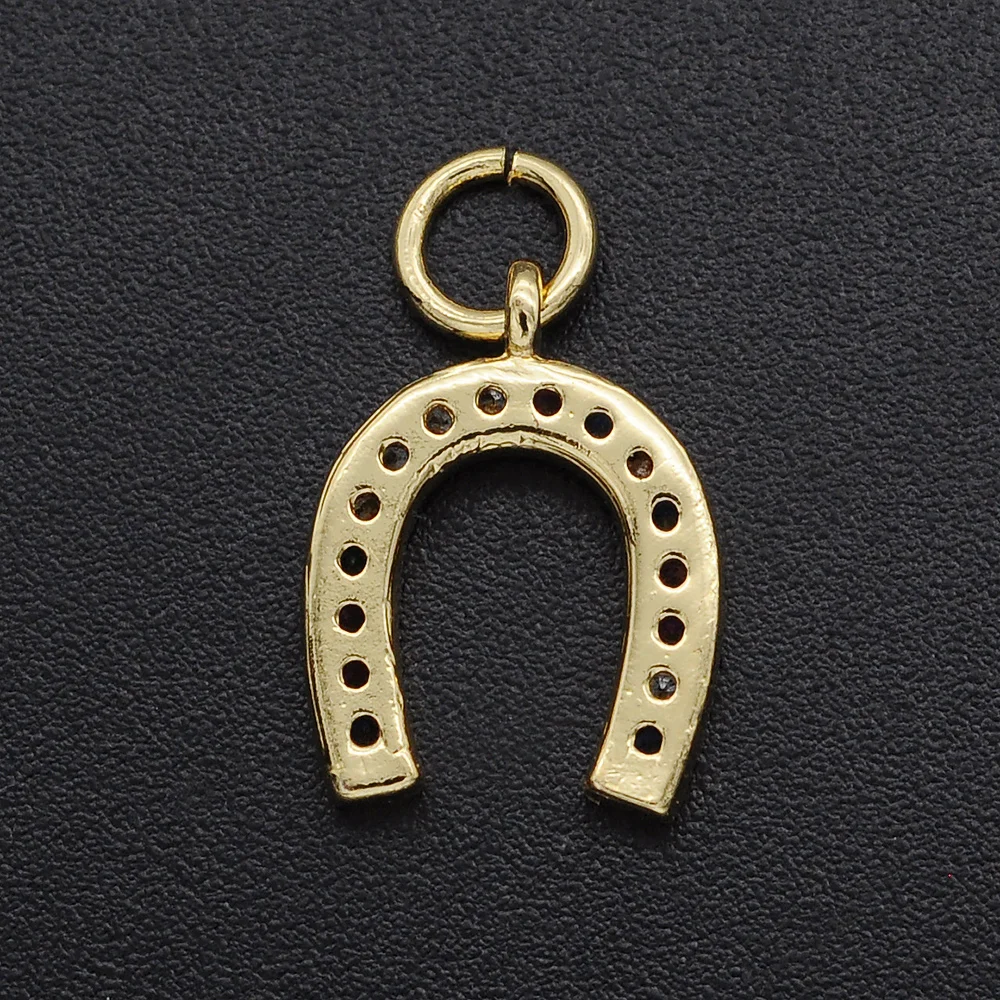 10x13mm 316 CZ Zircon DIY Jewelry Horseshoe Charm Pendant Wholesale Jewellery Accessories Necklace Making Charms