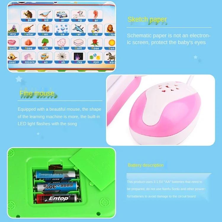 Early Education Mouse Learning Story Machine Music Intelligent Chinese English switch Reading Tablet Phone Toy Random Style Girl