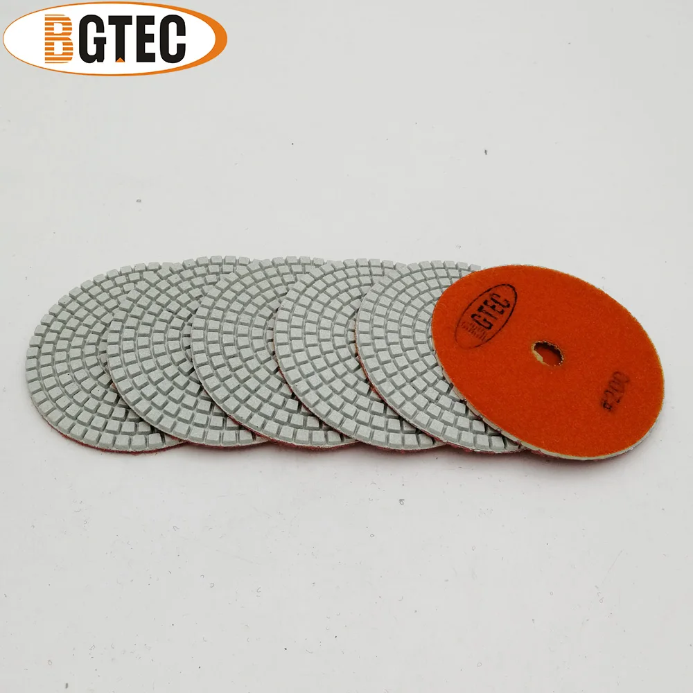 Bgtec 4 Inch 6 Pcs #200 Berlian Fleksibel Polishing Pads 100 Mm Grinding Disc untuk Granit, marmer, Keramik