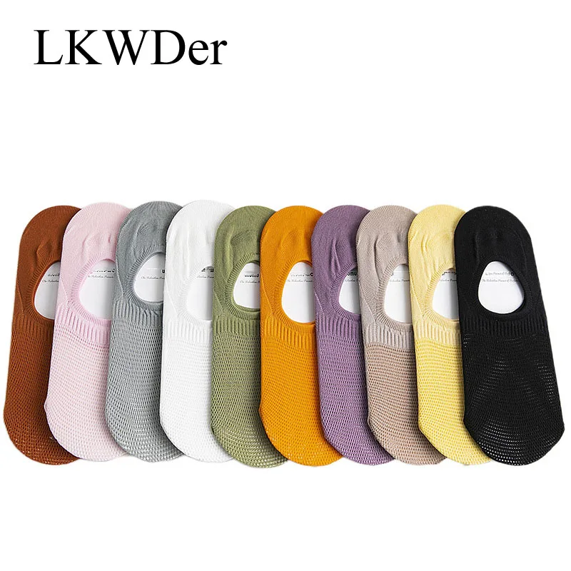 

LKWDer 1 Pair Women Boat Socks Fashion Comfort Non-slip Mesh Women Sock Slippers Cotton Motion Invisible Socks Female Calcetines