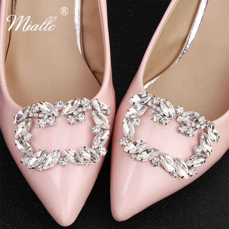 Miallo 2024 Newest Big Austrian Crystal Pearls Handmade Women Bridal Shoe Clips Wedding Alloy Bride Bridesmaid Shoe Buckle