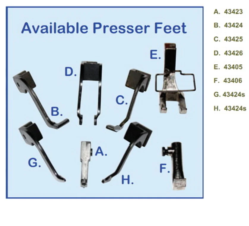 

new Toe Harness Foot for Juki 441 TOPEAGLE TCB-441 LEFT PF RIGHT PF BILATERAL MIDDLE FOOT FEET 43423 43424 43425 43405