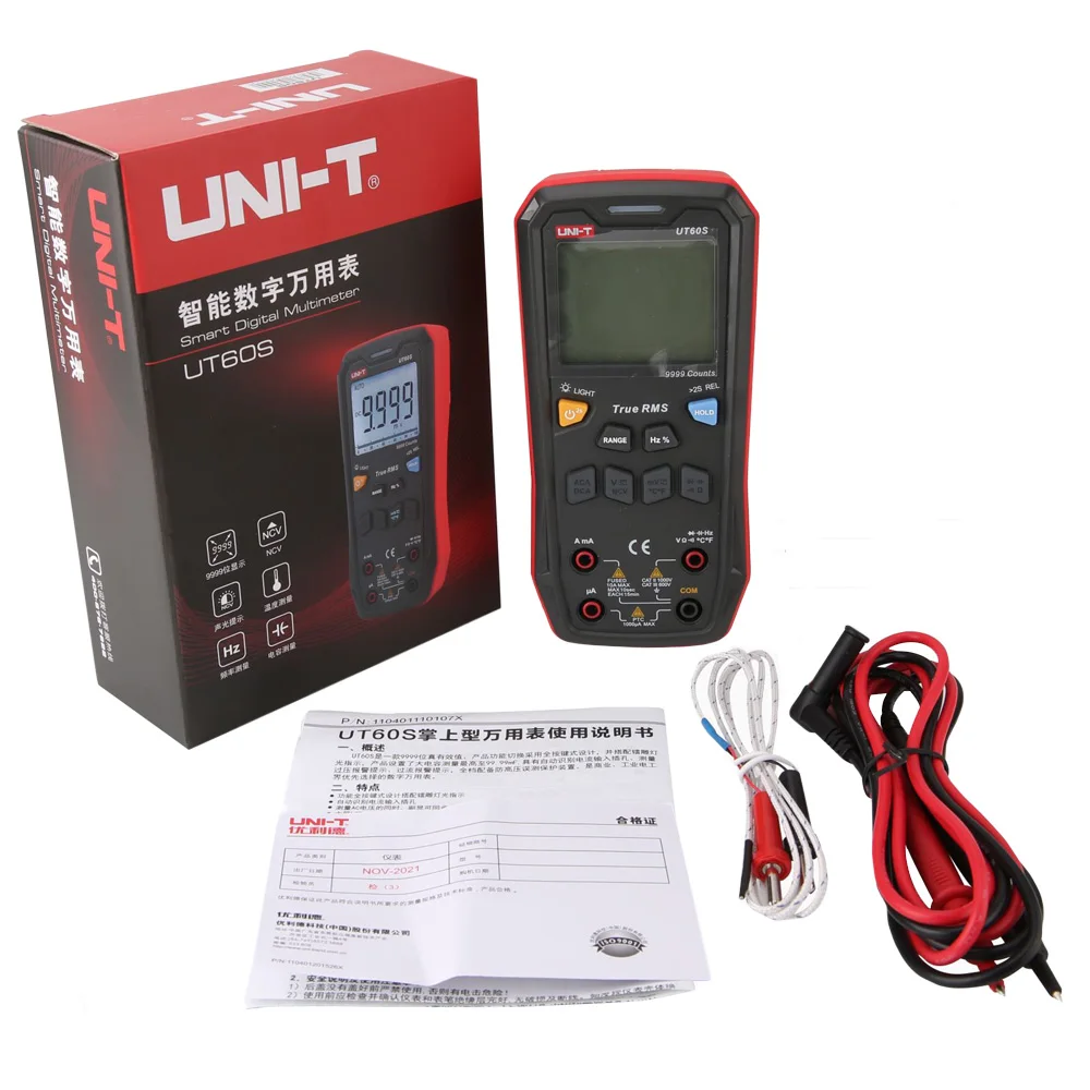 UNI-T UT60S قيمة فعالة حقيقية زر رقمي متعدد 9999 العد ، مع شريط التناظرية التيار المتناوب/تيار مستمر الجهد والتيار متر أوم اختبار