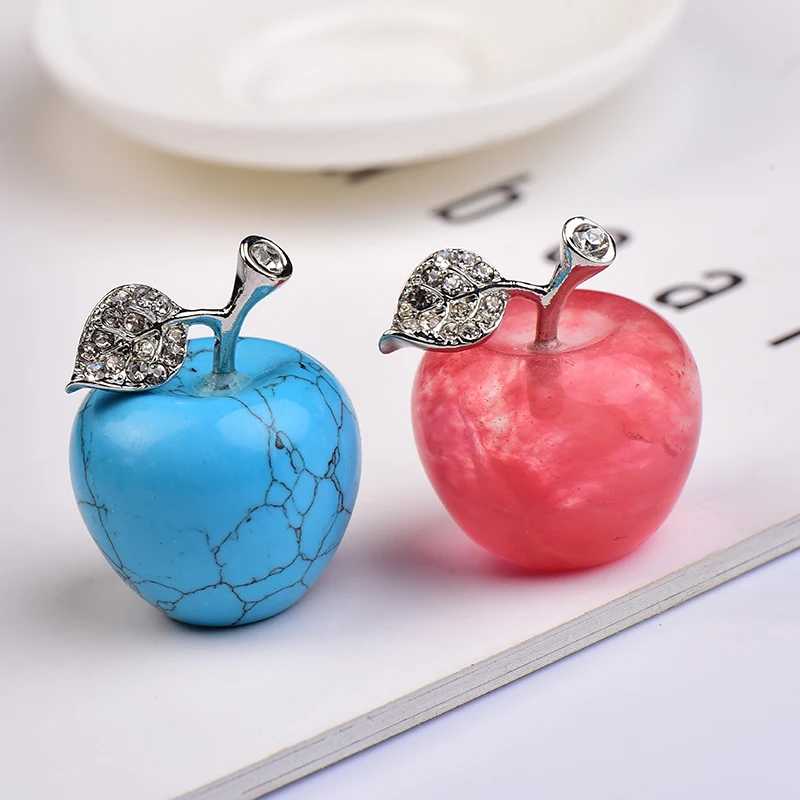 1PC Natural crystal Colourful Apple Paperweight Beautiful Crystal Crafts Gifts and Art Collection Gifts Wedding Home Decoration