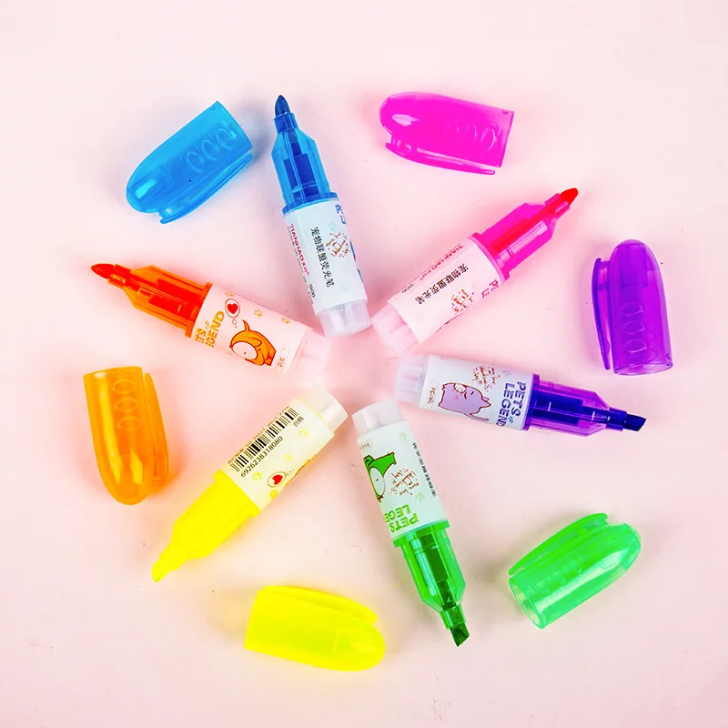 24PCS Portable Highlighter Cute Mini DIY Pen Student Color Marke Stationery
