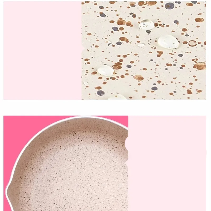 16CM/18CM Pink Mainfan Stone Soup Pot Milk Saucepan Portable Non-stick Cooking Pan Kitchen Cookware For Gas & Induction Cooker