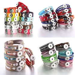 10pcs/Lot Wholesale New Braided Leather 18mm Snap Bracelets DIY Snap Button Bracelet Interchangeable Snap Jewelry For Women