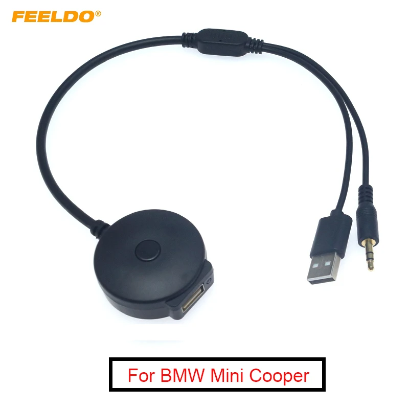 

FEELDO 1PC Car Wireless Bluetooth Module Receiver AUX 3.5 mm Jack & USB Music Adapter AUX Cable For BMW Mini Cooper Kit #FD6260