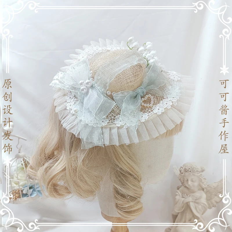 Lolita All-Match Linglan Bow Cambric Hat Antique Retro Top Hat Gorgeous Comic Show Catwalk Tea Party