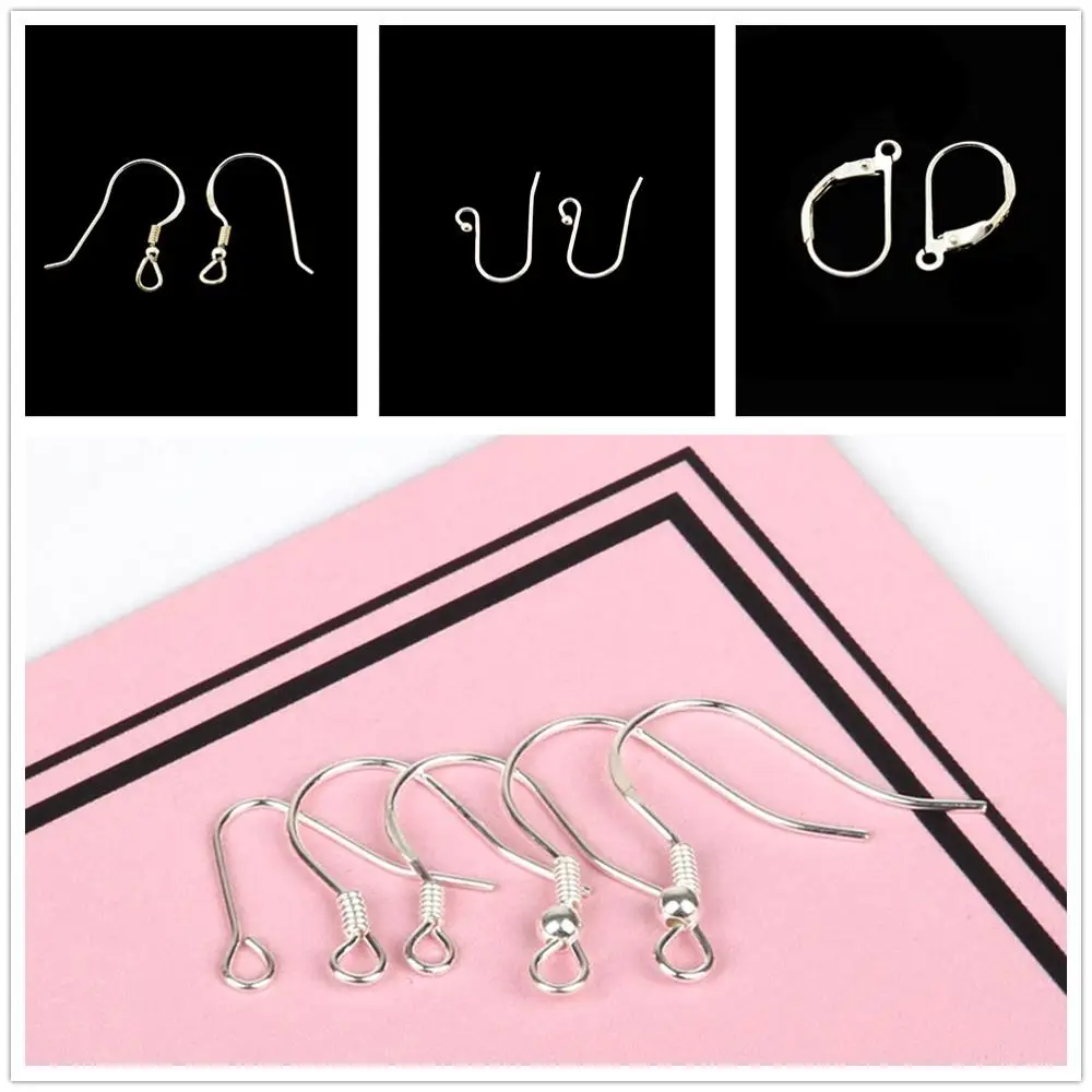 1pair 925 Sterling Silver Earring Wires Hooks Hoops Clasp Buckle Ear Wires Blank Base For DIY Earring Jewelry Making Accessories