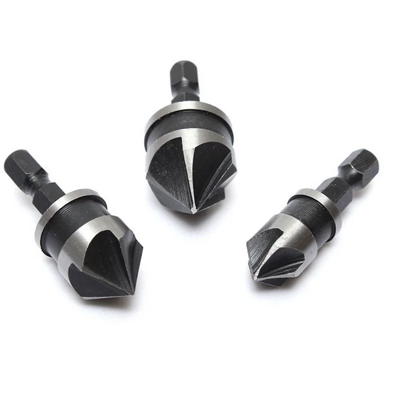 3pcs Hex Countersink Boring Set for Wood Metal Quick Change Drill Bit Tools 3pcs Hexagonal Shank Carbon Steel