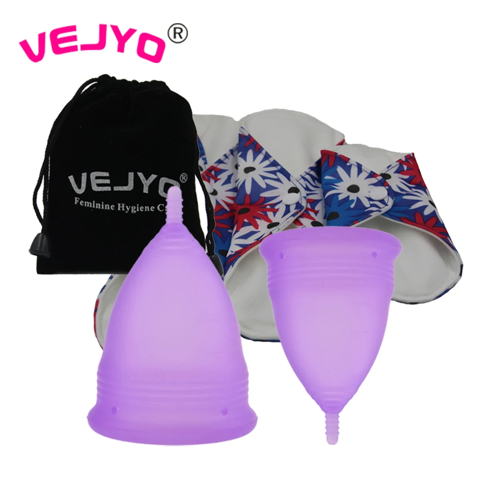 

6Pcs/Set 2 Soft Menstrual Cups with 3 Eco-Friendly Reusable Bamboo Cotton Menstrual Pads Washable Sanitary Towels Feminine Care