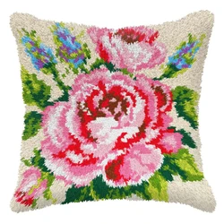 Cushion Cover Pillowcase Embroidery DIY Kit for Adults and Kids with Pattern Printed Canvas Rug Crochet Yarn Kits Embroidery