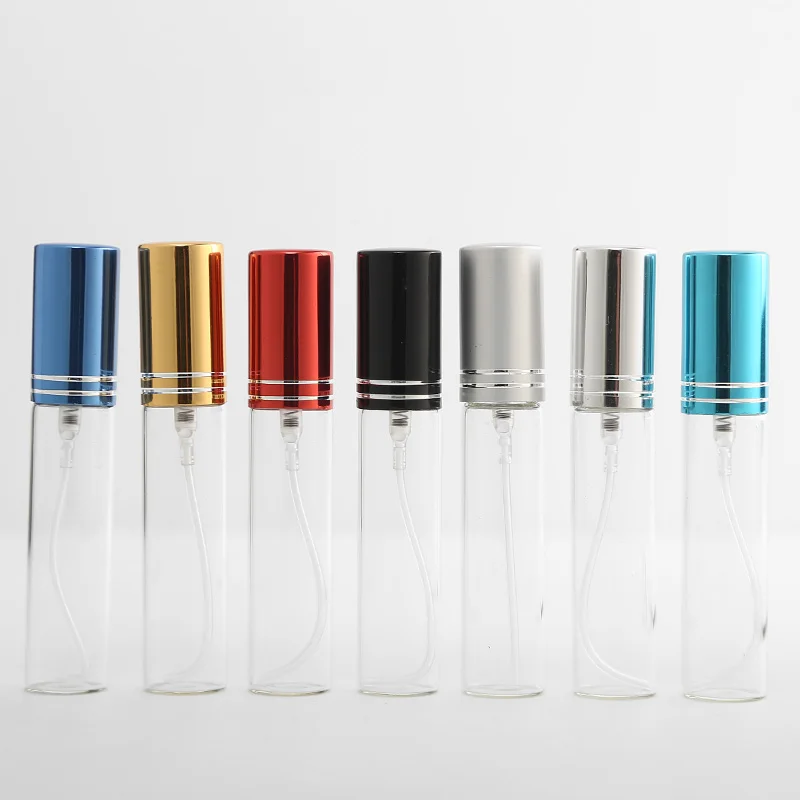 20pcs 50pcs 100pcs  5ml 10ml 15ml Portable Glass Refillable Perfume Bottle With Aluminum Atomizer Empty Parfum Case For Traveler