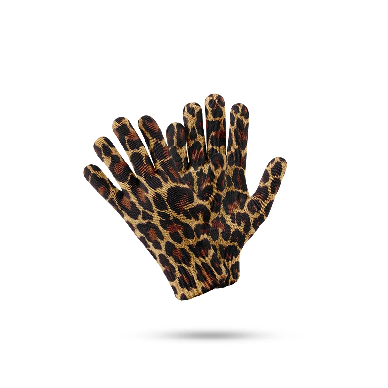 Men Personalized Leopard Knitted Gloves Winter Warm Thick Touch Screen Gloves Women Outdoor Hiking And Traveling Warm Gloves