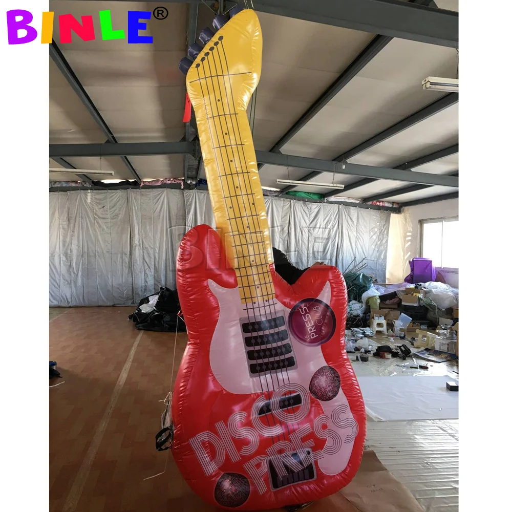 Outdoor Advertising Carnival Inflatable Guitar With Logo Giant Instruments For Music Event Decoration