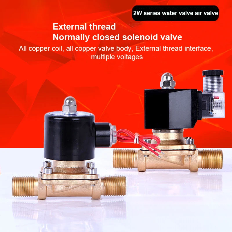 DN15 External Thread Motorized Solenoid Valve Brass Normally Closed AC220V DC24V DC12V For Water Oil Air