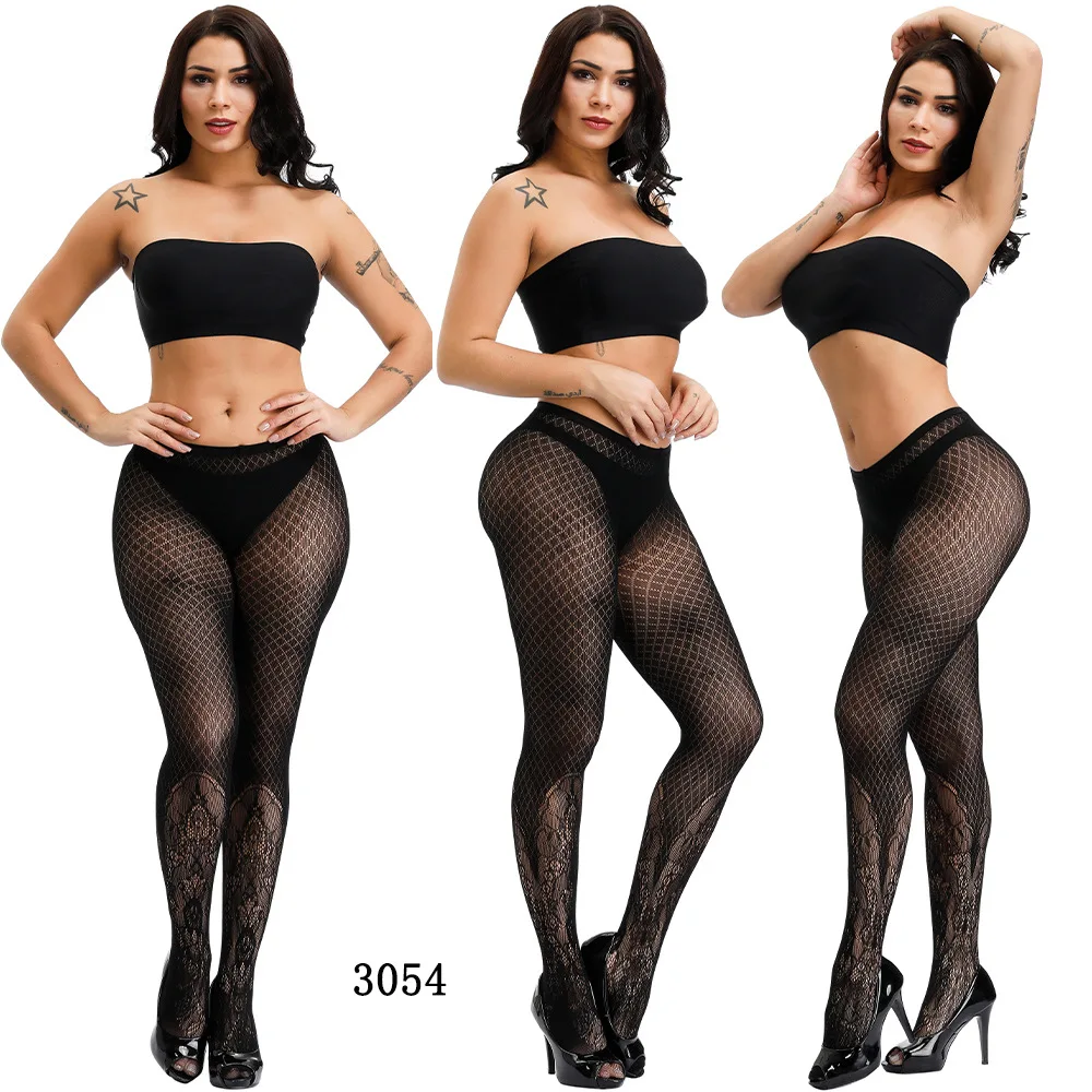 DOIAESKV Sexy Women Lingerie Fishnet Tights Sexy Jacquard Thigh-Highs Stockings Tights Pantyhose Lace Floral Hosiery Plus Size