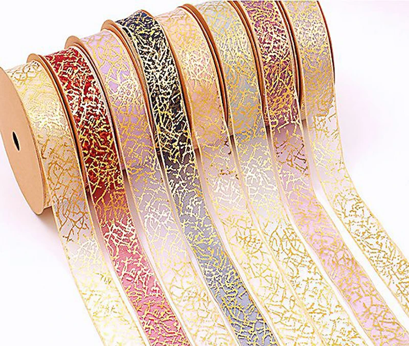 30mm gold tulle ribbon 25 yards DIY handmade material headdress bow flower cake gift wrapping clothing accessories