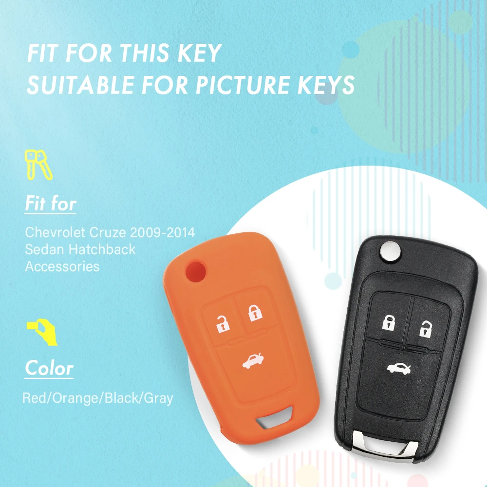 KEYYOU Silicone Key Shell 3 Buttons For Chevrolet Cruze 2009-2014 Sedan Hatchback Accessories Fob Remote Car Key Cover Case