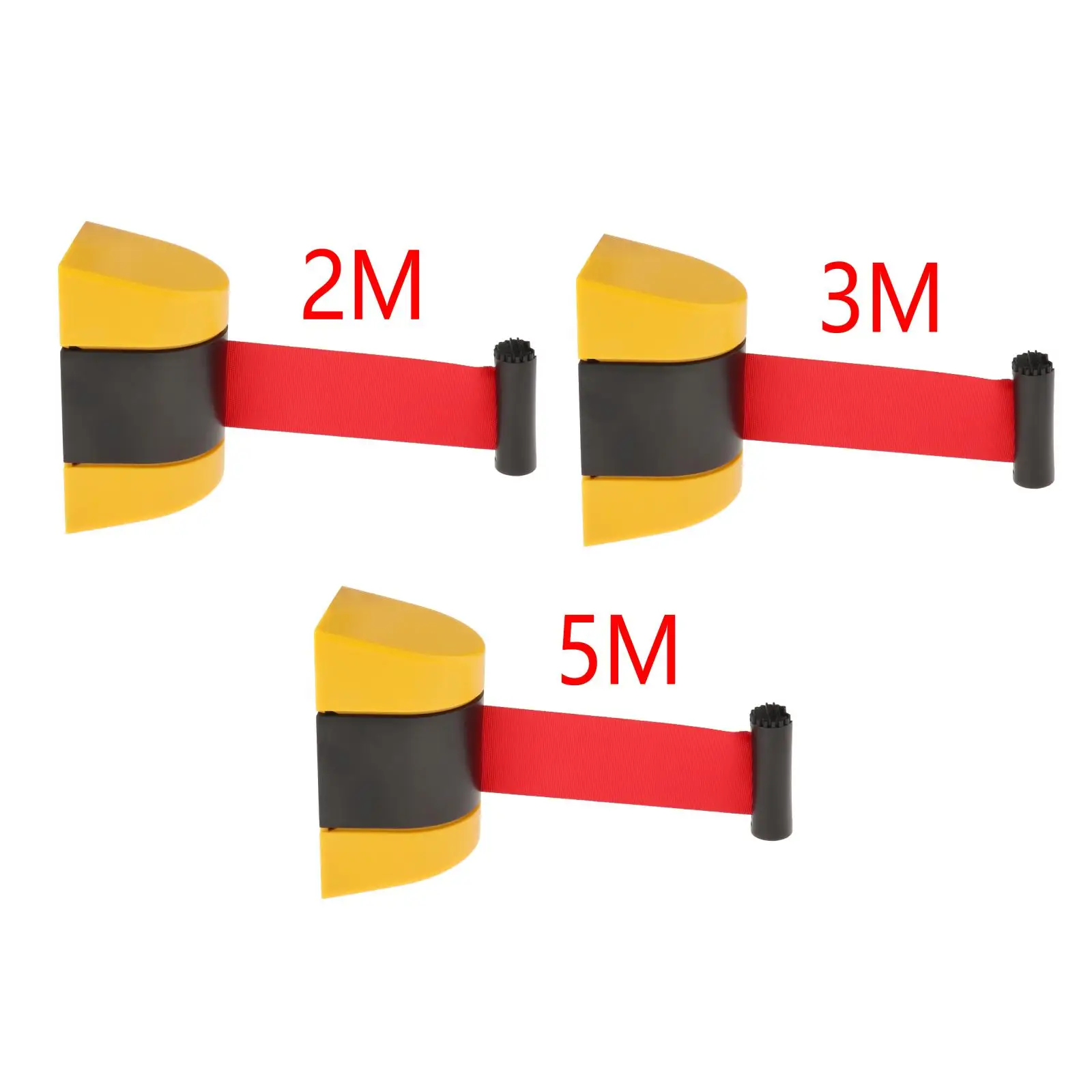 2M/5M/3M Barrier Wall Mount Crowd Control สีเหลืองและสีดำเข็มขัดแบบริบบิ้น Barrier