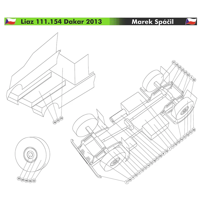 Liaz 111.154 4X4 2013 Truck 1:53 Dakar Rally Origami Art Folding 3D Paper Model Papercraft DIY Adult Handmade Craft Toys ZX-043