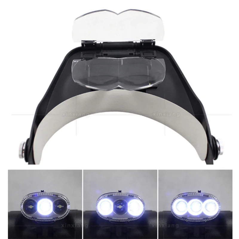 Imagem -06 - Lupa Led Luz da Lâmpada Cabeça Lupa Jeweler Headband Lente Intercambiável Ferramenta de Reparo Leitura Lupa
