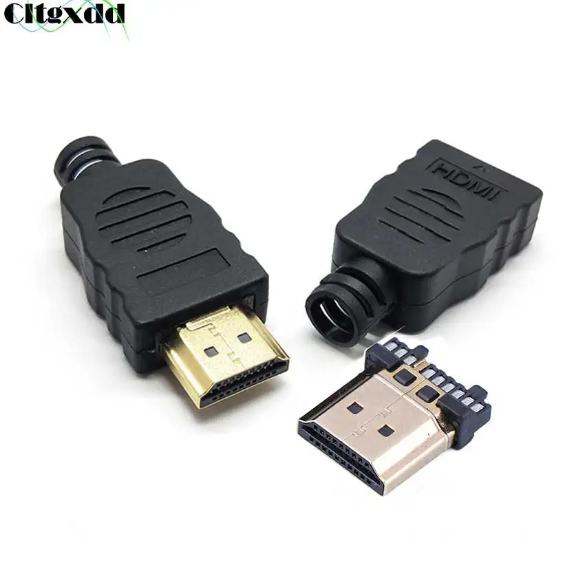 Cltgxdd 1PCS HDMI Connector Transfer Terminals HDMI High-Definition Cable Head W/ Plastic Shell HDMI Cable Welding Head Male