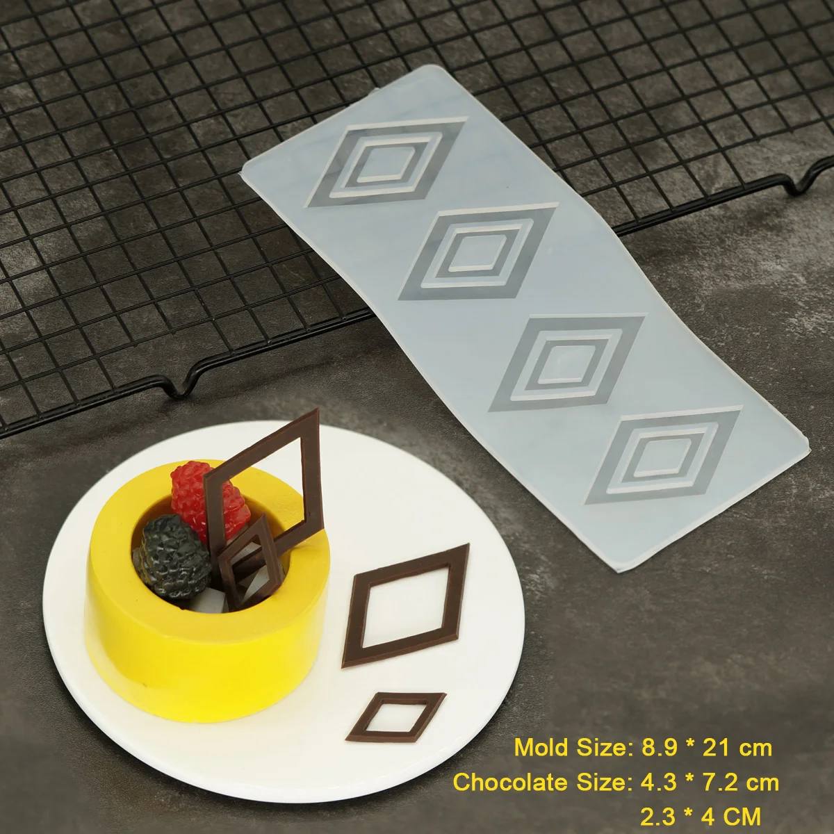 Square Shape Chocolate Mold Stencil DIY Nut Bark Cake Decorating Topper Hollow Out Frame Shaped For Sundae Parfait Ice Cream