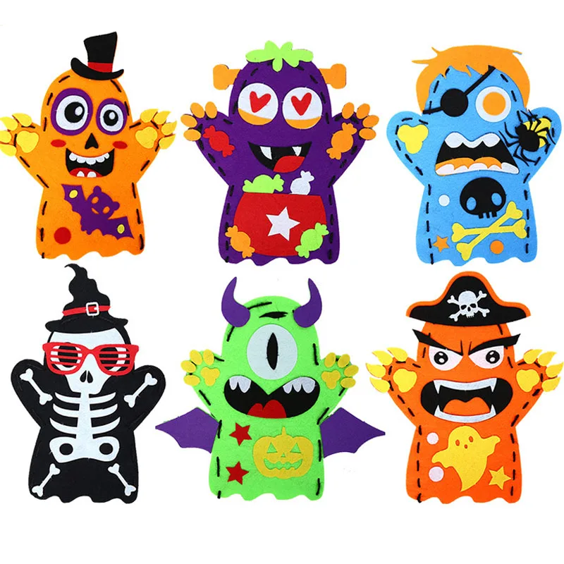 3Pcs Halloween Hand Puppet Art And Crafts For Kids DIY Manualidades Infantiles Knutselpakketten Kinderen Kinder Spielzeuge