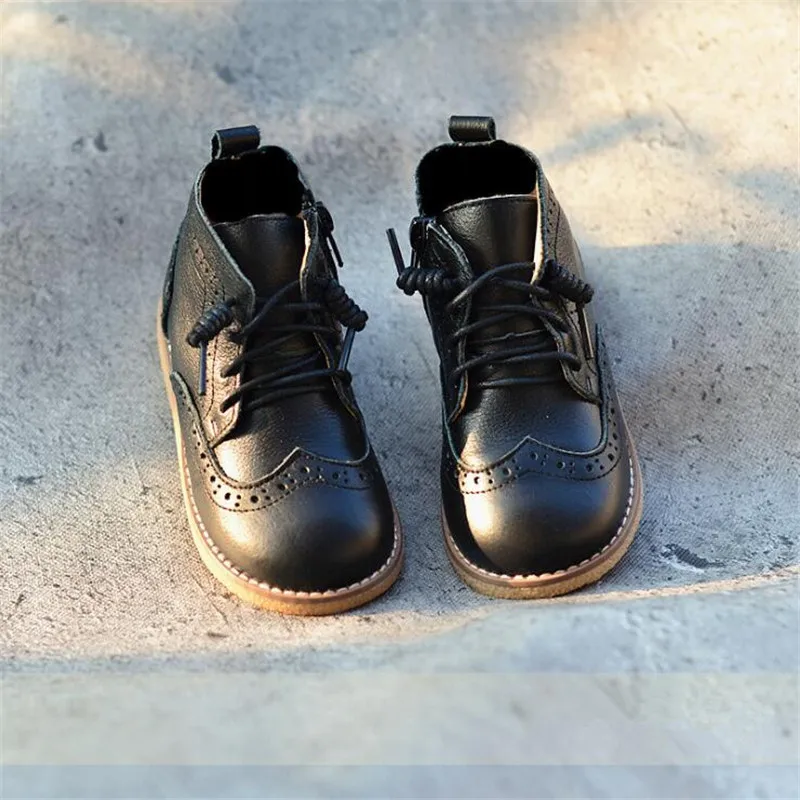 Genuine Leather children\'s ankle boots boys girls casual cowhide boots  autumn winter cotton shoes 2019 new baby children boots