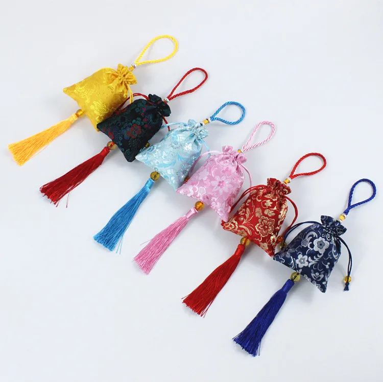 1pc sachet empty bag embroidery dried flower bag pendant Charms Tassel pouch Sachet bead storage 8.5x12cm jewelry bag