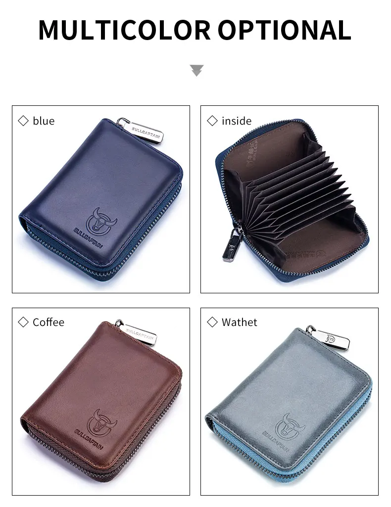 BULLCAPTAIN Echtes Leder Kreditkarten- und Ausweishalter Geldbörse Herren Mode RFID-Kartenhalter Geldbörse Visitenkartenhalter Tasche – Detail 6